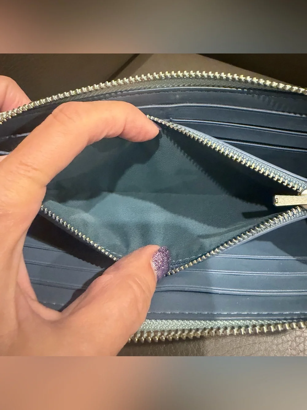 COACH Heart Zip Around Wallet with Silver Logo